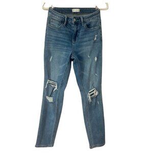 Altar'd State size 25 EUC high rise medium wash skinny distressed denim jeans